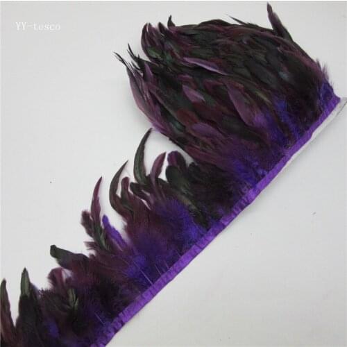 Wholesale 10 Yards purple Chicken Rooster Tail Feather Trims Ribbon 13-18CM Strip for Dress Skirt Clothing Wedding Decoration