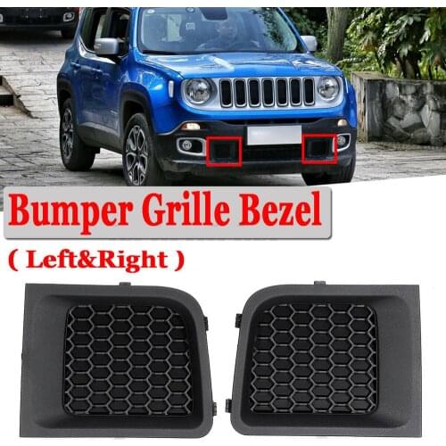 1 Pair For Jeep Renegade 2015-2017 front grill Insert Bezel Cover Car Front bumper lower wind grille middle Lower Bezel Cover