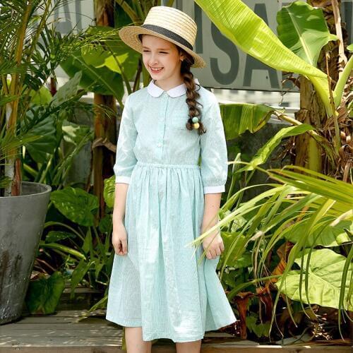 Baby Girl Dress 2017 Autumn Kids Half Sleeve Cotton Striped Casual Dresses Tennager Girls Princess Vestidos Children Clothing