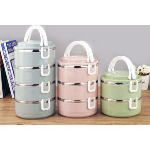 Portable Stainless Steel Bento Round Lunch Box