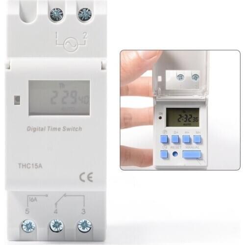 50Pcs/Lot 12V 24 V Digital LCD Micro Electronic Computer Programmable Timer Weekly THC15A Control Relay Switch 220 V 16A