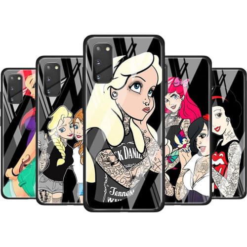 Tattoo Princess for Samsung Galaxy S20 FE Ultra Note 20 S10 Lite S9 S8 Plus Luxury Tempered Glass Phone Case Cover