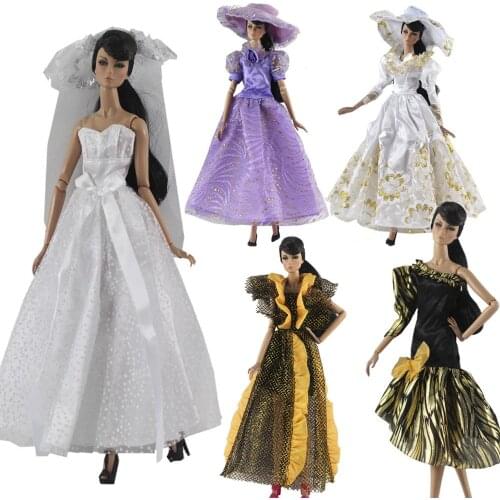 Handmade 1/6 Fashion Outfit Coat Evening Dress Vintage Weding Dress 30cm Doll Clothes For Barbie Doll Accessories Toy