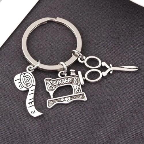 Sewing Machine Scissors Tape Measure Creative DIY Pendant Keychain Tailor Gift Gift Backpack Pendant Accessories
