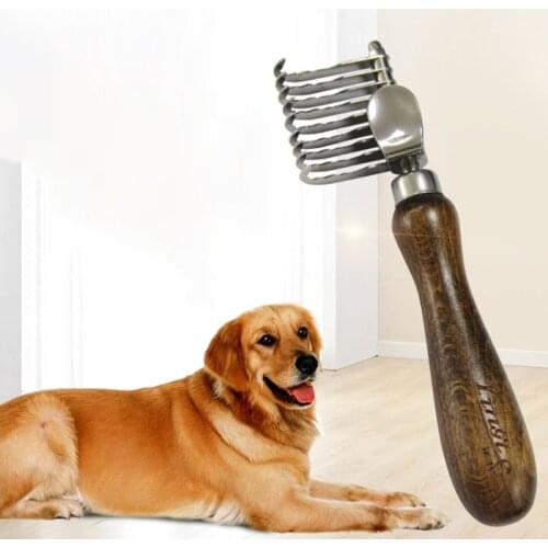 Pet Dog Grooming Brush Stainless Steel Knot Hair Shedding Remove Grooming Rake Comb Long Short Thick Hair Cat Grooming Tools