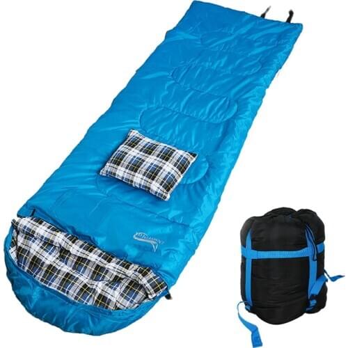 2kg Lattice Envelope Backpacking Sleeping Bag Winter Adult Lightweight Warm Sleeping Bag with Pillow for Outdoor Hiking