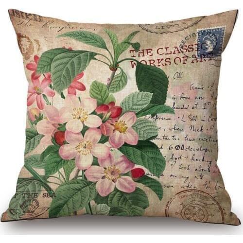 Retro Flower Grass Pattern cotton Linen cushion cover Vintage Cushion Home Sofa Chair Seat Decorative Pillow case 45x45cm Decor