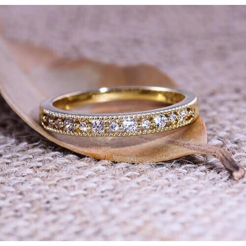 USTAR Vintage Hollow Shiny Cubic Zirconia Wedding rings for women fashion jewelry gold finger thin engagement rings female anel