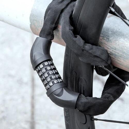 Bicycle Lock Portable Anti-theft Black Electric Bike Password Chain Lock for Mountain Bike замок для велосипеда cerradura