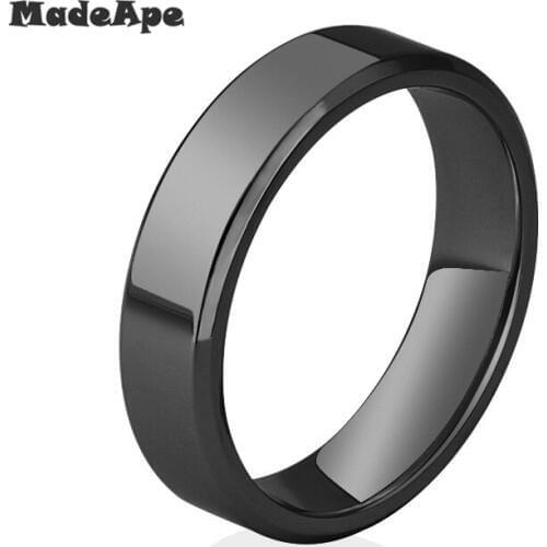 MadApe Top Quality Stainless Steel Women Wedding Ring For Women Men Engagement Ring Width 2mm Black Silver Color Rose Golden