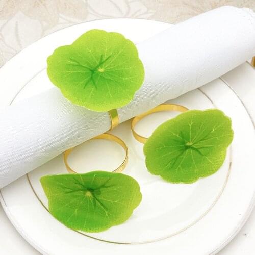 12pcs/lot New simulation lotus leaf napkin ring green napkin ring holiday party desktop napkin buckle decoration