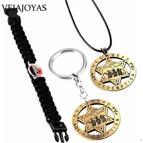 2019 New Game Red Dead Redemption 2 Pendant Necklace Metal Car Keyring For Men Women Bracelet Jewelry Souvenir Chaveiro llaveros