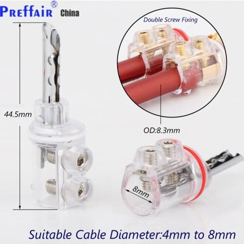 4pcs Hifi audio Rhodium plated BFA banana Transparent Cover Audio Banana Plug 1Set 4mm for speaker cable
