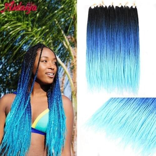 Aidaiya 24" Box Braids Crochet Hair Ombre Synthetic Braiding Hair Extensions Heat Resistant Fiber 10Roots/pack Rainbow Hair