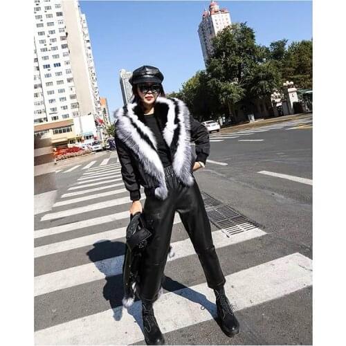 Aorice Women Genuine Leather Jacket Winter Brand New Female Sheep Leather Coat With Real Fox Fur Collar H200202