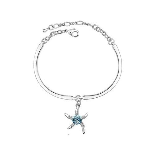 JS B042 2015 New Arrival Starfish Bracelets High Quality Silver Color Fashion Jewelry Nickel Free Women Accessories