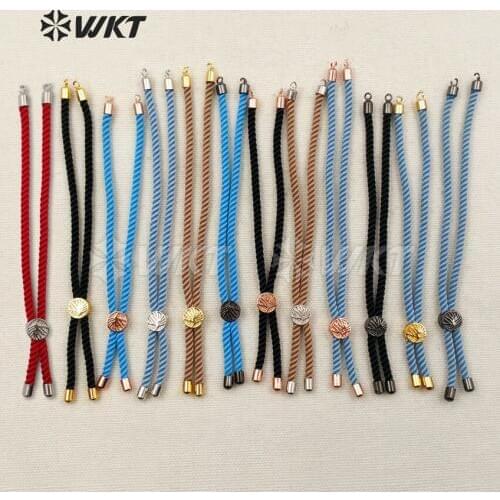 JF263 WKT Wholesale Comfortable Cotton Bracelet Finding With Metal Caps Top And End For Women Fashion Bracelet Adjustable Chain