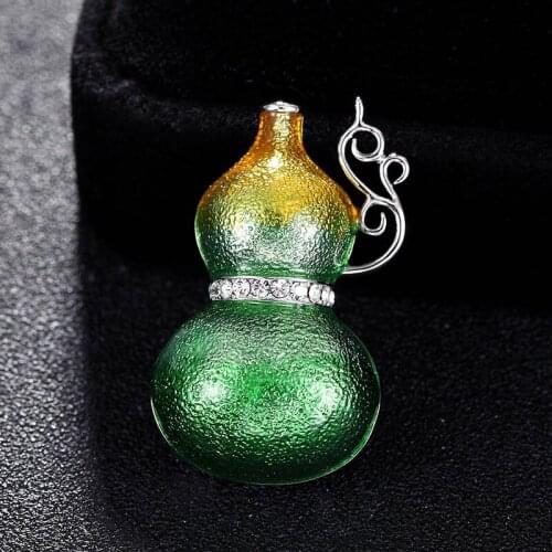 Fashion enamel creative personality gourd brooch 2018 New Year gift lucky evil corsage Metal Rhinestone Hijab Pins Hats Bijoux