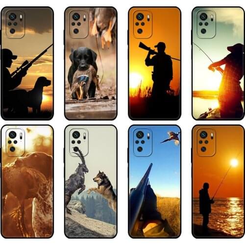 Black tpu Case For Xiaomi Redmi 9T Case Redmi Note 9T Note 10 5G 4G Pro 10S Case Hunting dog and fishing man