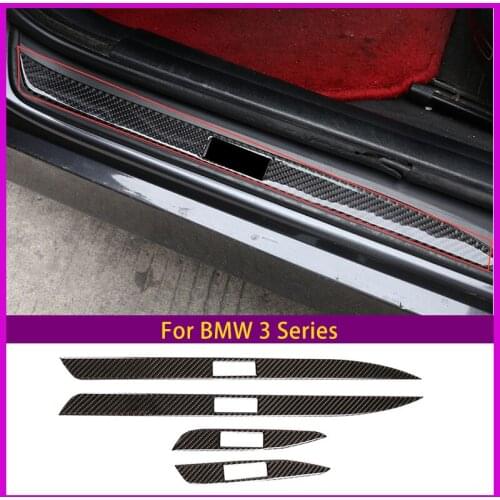 For 2005-2012 Bmw 3 Series E90 Car External Door Sill Protection Decoration Real Carbon Fiber (Soft) Car Accessories 4-Piece Set