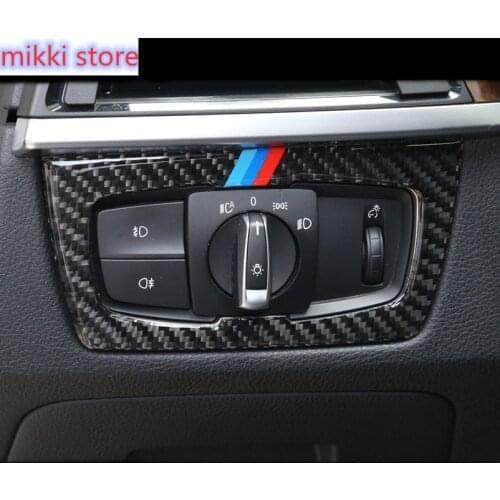 For BMW F30 F32 F34 Interior Carbon Fiber Headlight Switch Buttons Cover Trim Car Styling Stickers 3 4 Series 3GT Accessories