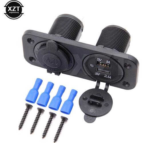 12V Dual Auto USB Car Cigarette Lighter Socket Splitter Motorcycle Charger Power Adapter 12V/24V for Phone Outlet Car Accessory