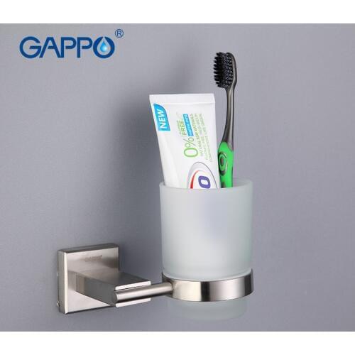 GAPPO 1 set Stainless Steel cup holder Glass cups Wall-mount Bathroom Accessories Single Toothbrush Tooth cup holderG1706