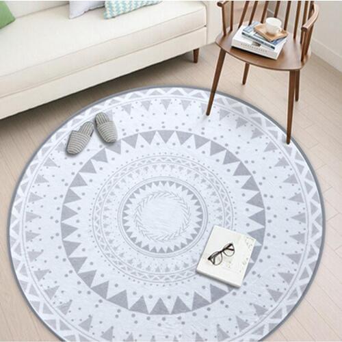 Geometric Flower Floor Carpet Rugs Nordic Style Children Carpet Living Room Tea Table Soft Bedroom Mat Non-Slip Round Decor Rug