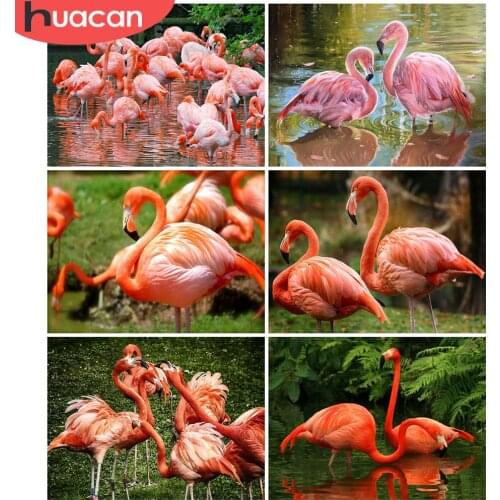 HUACAN 5D Diamond Embroidery Flamingos Rhinestone Kit Sale Diamond Painting Full Drill Square Animal Needlework Decor For Home