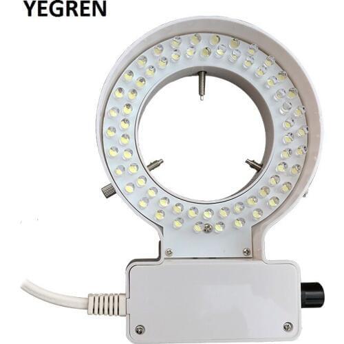 White Yellow Ring Light Inner Diameter 70 mm 64 LED Supplement Illumination Source Brightness Adjustable for Stereo Microscope