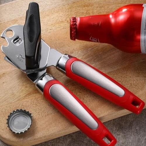 Can Opener Manual Handheld Stainless Steel with Non-Slip Handle Professional Ergonomic Manual Opener for Home Jar Opener