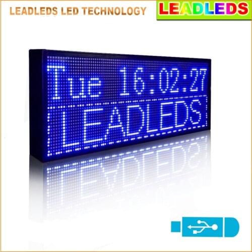 Leadleds 30"x11" Blue Color Multi-line LED Display Programmable Scrolling Message Led Sign Top Advertising Sign For Car Window