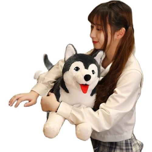 Cute Naughty Husky Dog Plush Pillow Stuffed Lifelike Siberian wolfhound wolf doll toy Throw Pillow Birthday Gift for Boy Kids