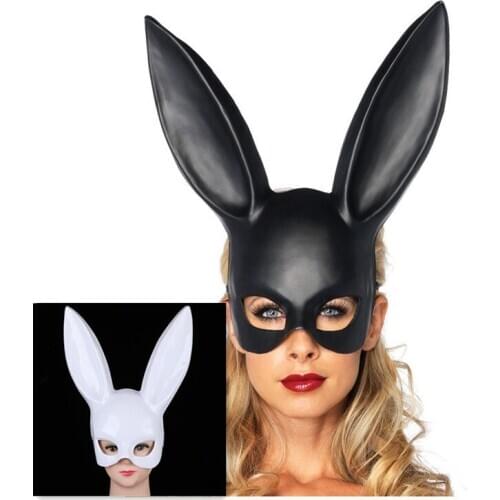 Fashion PVC Women Girl Party Cosplay Rabbit Ears Mask Sexy Long Ears Carnival Mask Halloween