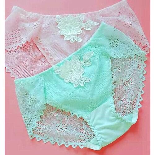 Japanese soft lolita girls heart flower transparent gauze sexy buttocks low waist lace underwear thong woman strings tanga sexy