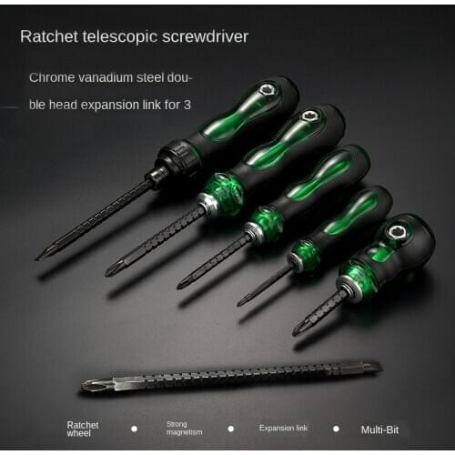 Ratchet Telescopic Screwdriver Multifunctional Detachable Magnetic Double-head Screwdriver Household Repair Tool Hand Tool