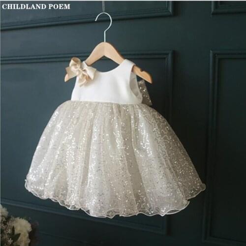Girls Dresses For Wedding And Party Sequin Princess 1st Birthday Baby Dress For Girl Tutu Baby Baptism Dress Girls Ball Gown