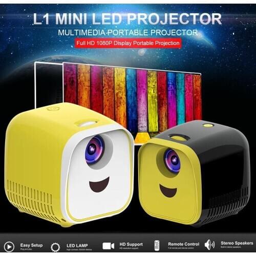 L1 Mini Portable Projector 1080P LED Beamer Video Projector for Home Theater Mirroring Screen Home Projector Kids Projector