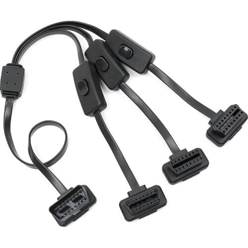 KWOKKER OBD 2 Splitter Extension 1 to 3 with Switch Y Cable Male Three Port To Female for ELM327 Auto Diagnostic Scanner Tool