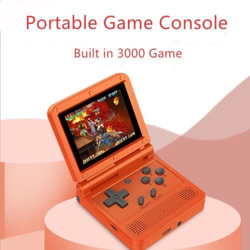 Powkiddy V90 Retro Game Console Flip Linux System Handheld Game Console 64 bit Portable Video Game Console For PS1 NES SFC