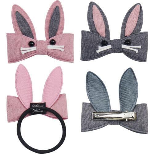 10PCS/LOT Novelty Lovely Mouse Elastic Hair Bands Girls Ribbon Clip Bows Girl Hair Tie Hairpin Handmade Fashion Hair Accessories