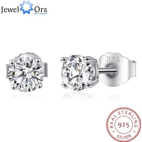 JewelOra 925 Sterling Silver 0.5ct Moissanite Earrings for Women Classic Style 5mm D Color Moissanite Stud Earrings Fine Jewelry