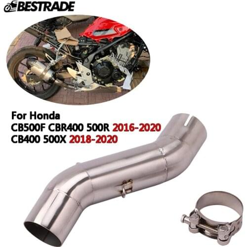 Motorcycle Exhaust Middle Link Connect Pipe For Honda CB500F CBR400 CBR500R 2016-2020 CB400 CB500X 2018-2020 Stainless Steel Tip