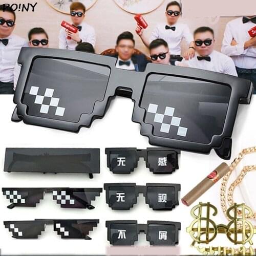 CellDeal Men Women 8 Bit Coding Pixel Thug Life Mosaic Glasses Sunglasses Trendy Cool Super Party Funny Vintage Shades Eyewear
