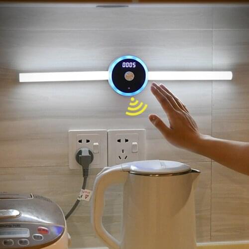 LED Motion Sensor Night Light Hand Scan Sensor Stepless Dimming USB Charging Timing Clock Kitchen Reading Mirror Cabinet Light