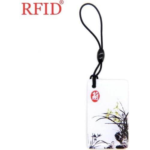 UID S50 1K 13.56Mhz Orchid Pattern Keyfob Changeable Tag IC Card Proximity RFID Waterproof Token Tag Access Control Card 1pcs