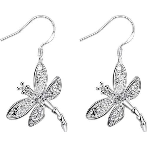 ZEMIOR Silver Color Dragonfly Earrings Meticulous Graceful Refined Earring For Women Fashion Jewelry Valentine Day Best Selling
