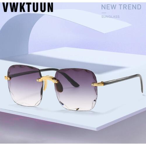 VWKTUUN Square Sunglasses Women Rimless Sun glasses Vintage UV400 Womens Sunglasses Oversized Glasses Sexy Lunette de soleil