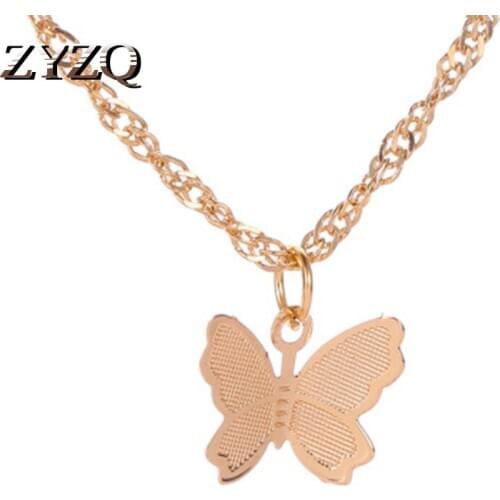 ZYZQ High Quality Brass Material Butterfly Shaped Necklaces Two Color Available Sweety Choker Necklaces Wholesale Lots&Bulk
