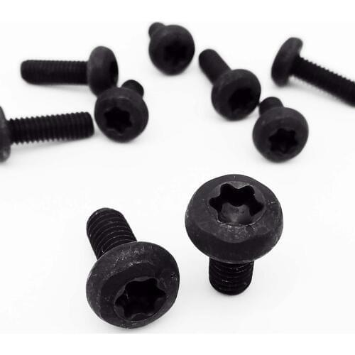 10/50pcs M1.6 M2 M2.5 M3 M4 Black Grade 8.8 Carbon Steel GB2672 Six-Lobe Torx Pan Head Screw Six Lobe Round Button Head Bolt
